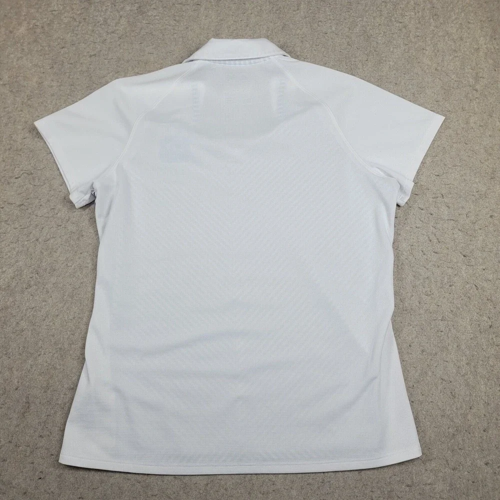 Quail Hollow Adidas Climalite Golf Polo Shirt Womens Medium Blue‎ White Striped
